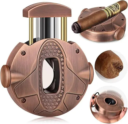 3-in-1 V-Cut Cigar Cutter with Holder and Spinner