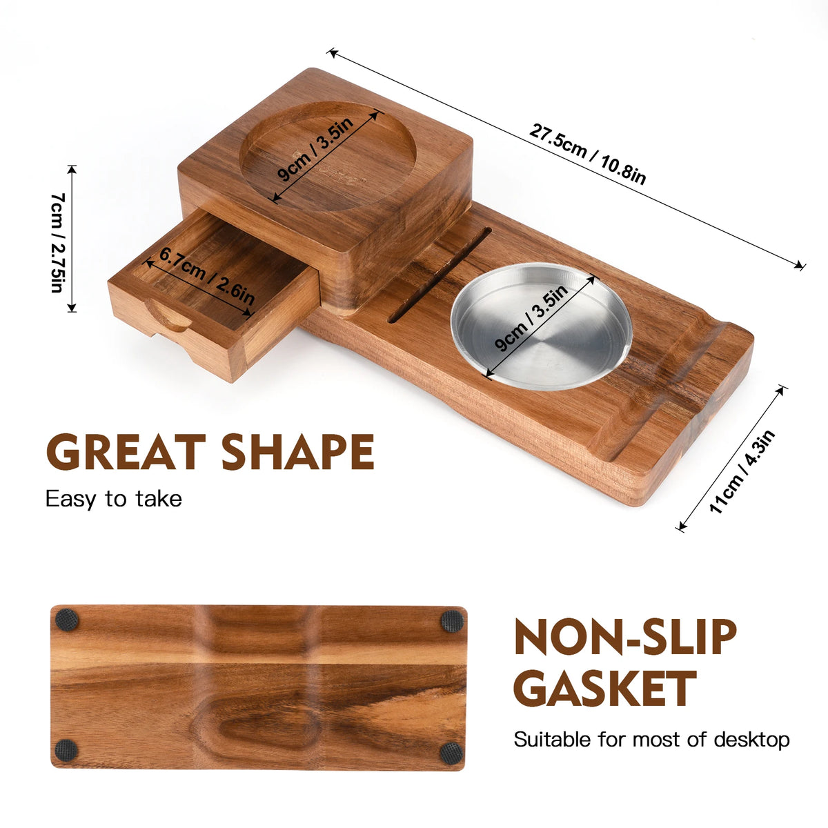 Scotte wooden tray pull-out drawer open showing space for lighter and cigar punch