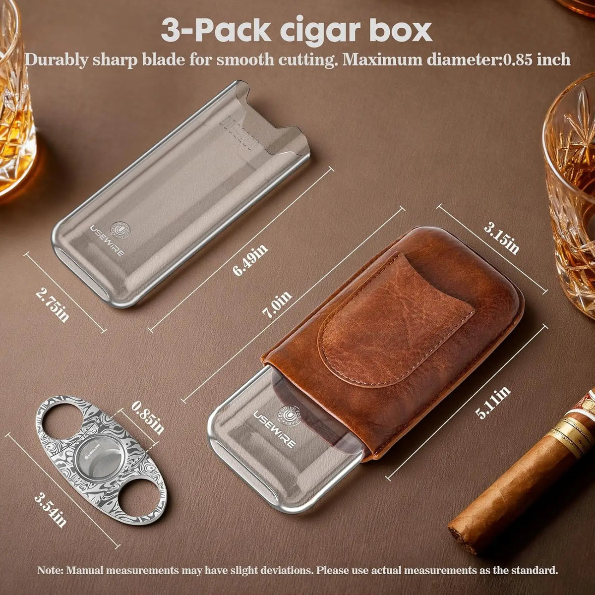 420 stainless steel cigar cutter with engraved grip, included in case