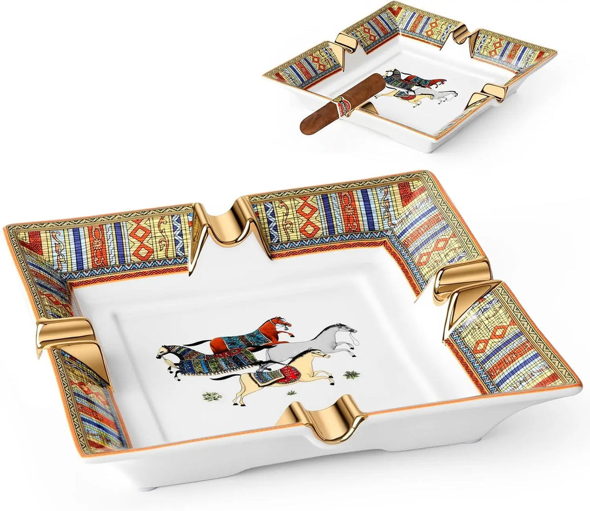 Scotte ceramic cigar ashtray side profile showing 45mm depth and flat stable base