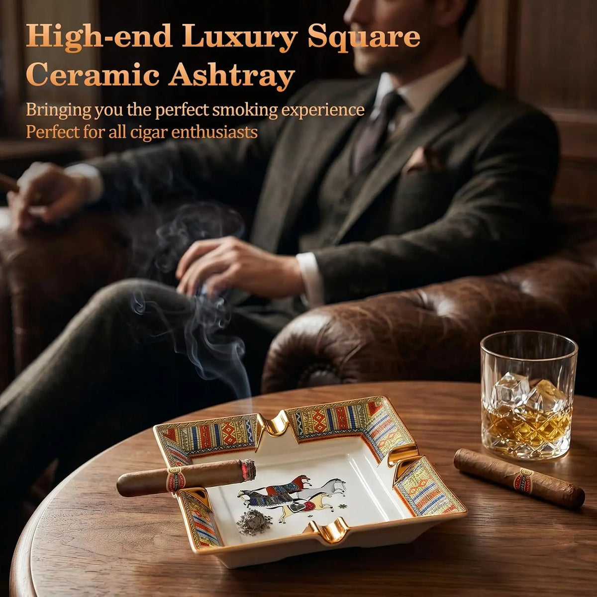Scotte ceramic ashtray showing smooth vitrified glaze surface, corrosion-resistant finish