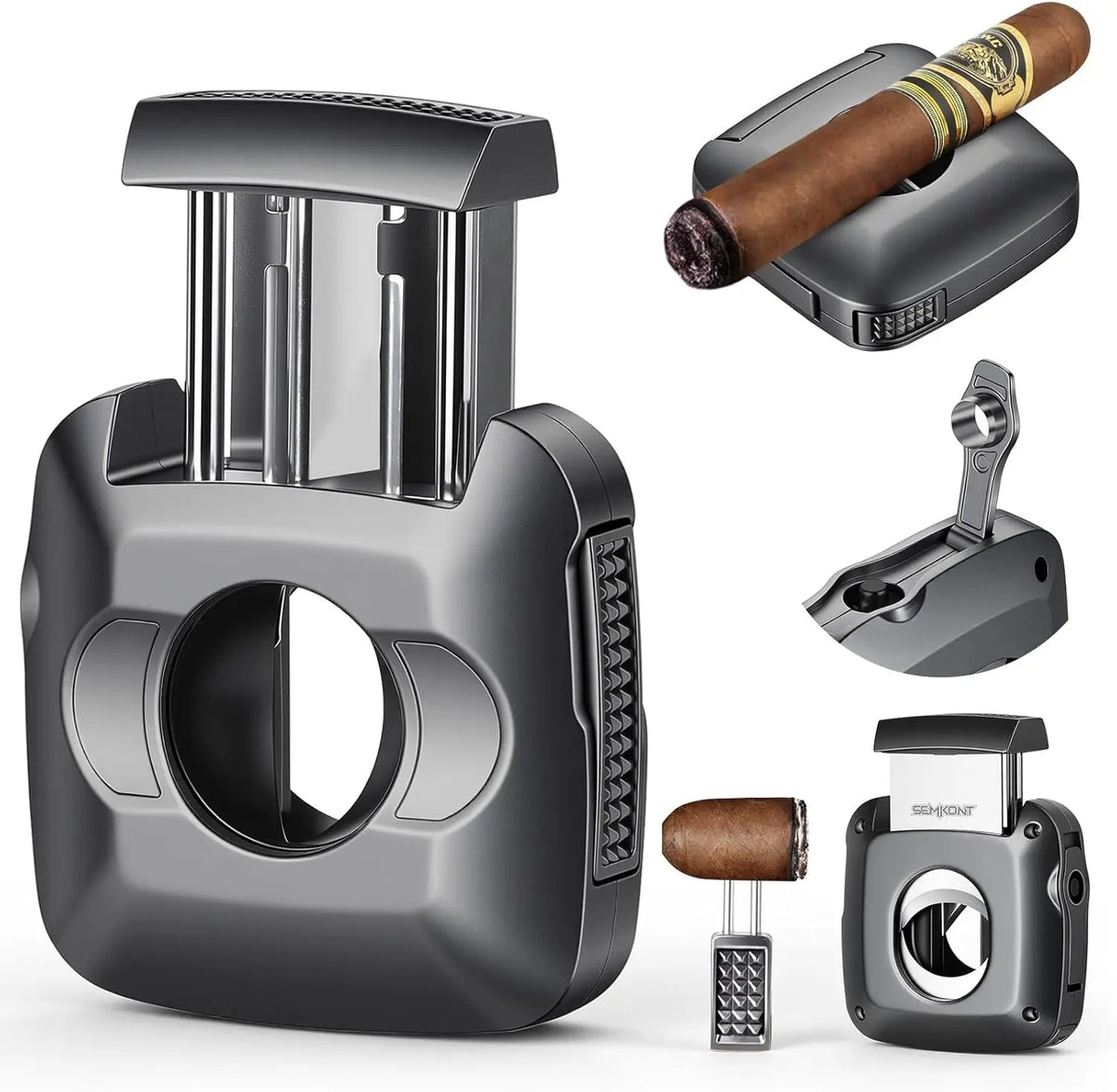 Cigar cutter V-cut channel close-up, 25 mm diameter stainless steel blade