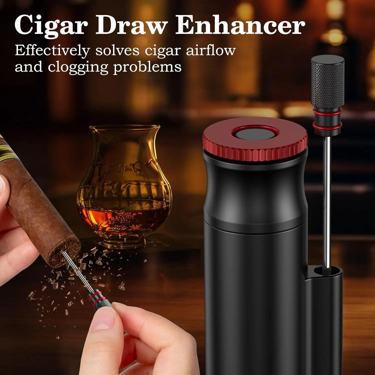 Built-in humidifier element inside the portable aluminum cigar storage tube