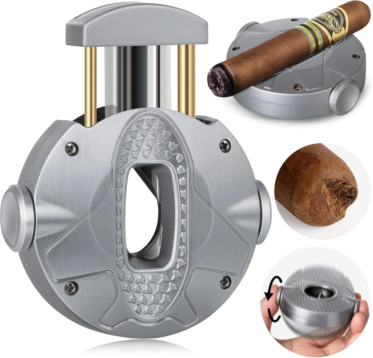 Scotte 3-in-1 V-cut cigar cutter open gift box, ready for gifting