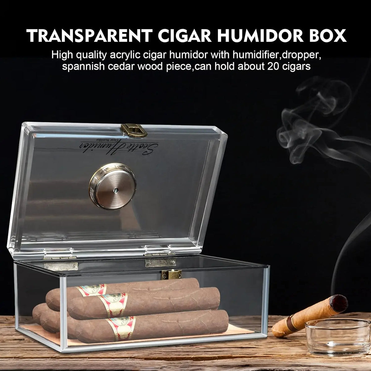 Scotte cigar travel humidor open lid showing cigars stored at correct humidity