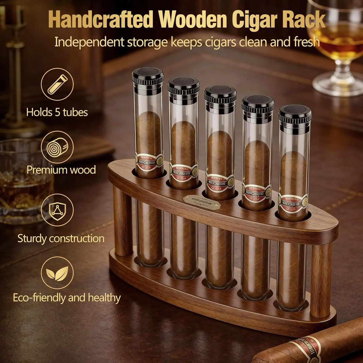 Shatterproof polycarbonate cigar tube with built-in humidifier cap, 2 x 3.1 inches, ring gauge 60