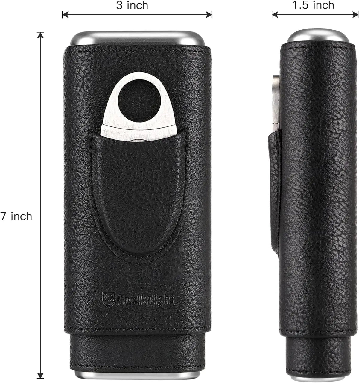 420 stainless steel guillotine cigar cutter included with leather travel case