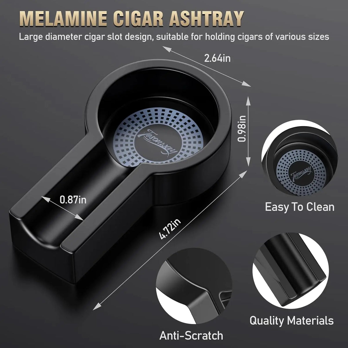 Cigar punch cutter from the portable 4-piece kit, black finish
