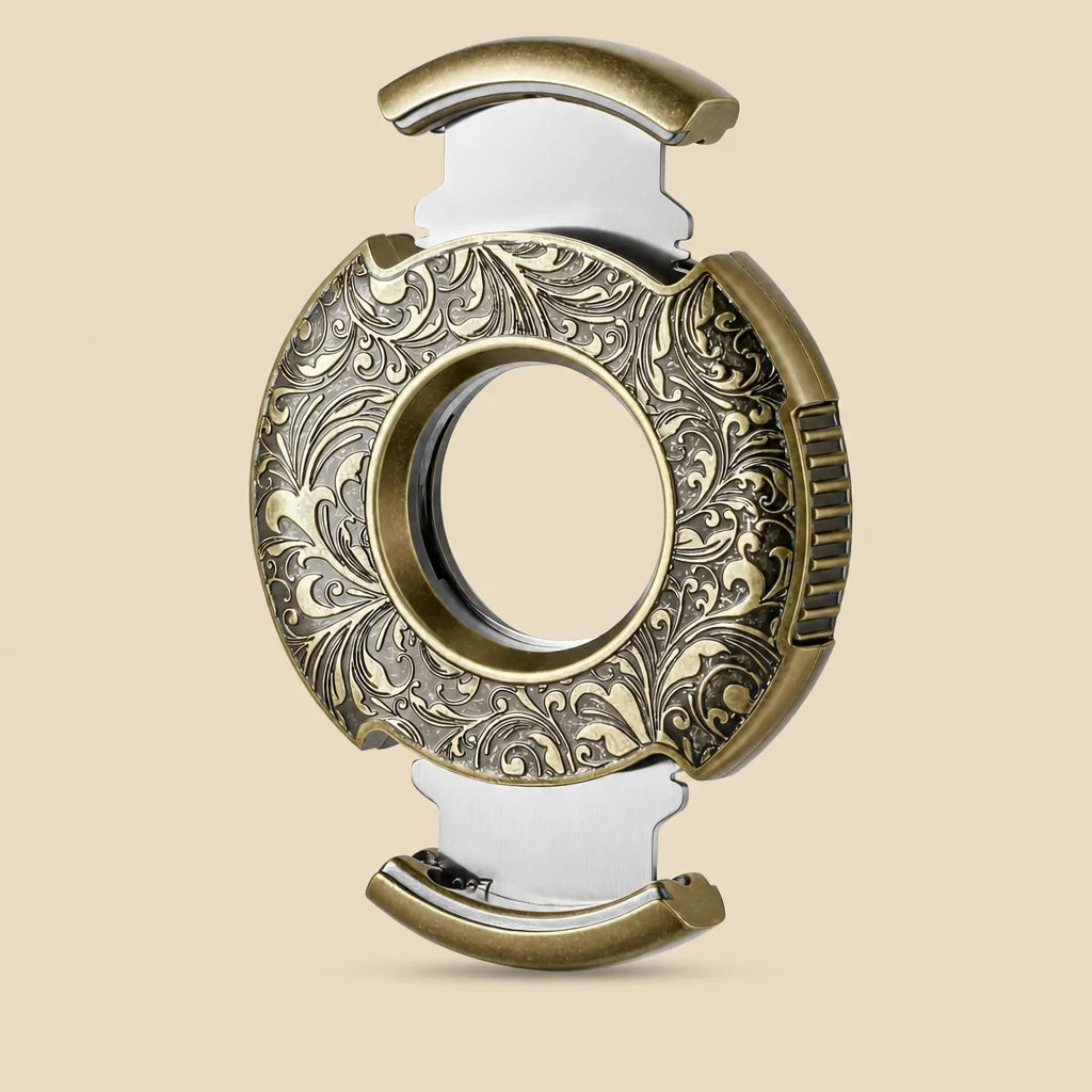 Scotte bronze guillotine cigar cutter, round double-blade design, full packshot
