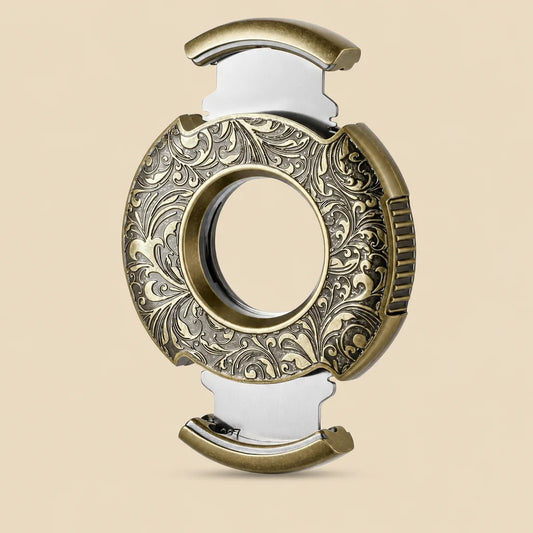 Scotte bronze guillotine cigar cutter, round double-blade design, full packshot